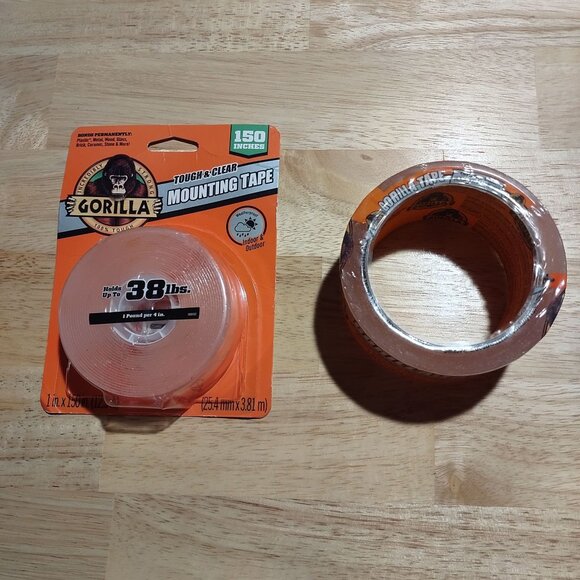 Gorilla Tough & Clear Mounting Tape 1" x 150" Holds 38 Lbs Double-Sided Adhesive - Picture 6 of 6